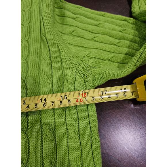 J. McLaughlin Lime Green Cable Knit Preppy Old Money Sweater S Coastal Grandma - Picture 4 of 5